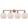 Innovations Lighting Farmhouse Rope 4 Light 35" Wide Vanity Light Antique Copper / White Glass with White Rope