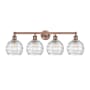 Innovations Lighting Athens 4 Light 35" Wide Vanity Light Antique Copper / Clear Deco Swirl