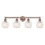 Innovations Lighting White Mouchette 4 Light 33" Wide Vanity Light Antique Copper