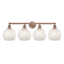 Innovations Lighting White Mouchette 4 Light 35" Wide Vanity Light Antique Copper