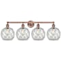 Innovations Lighting Farmhouse Rope 4 Light 35" Wide Vanity Light Antique Copper / Clear Glass with White Rope