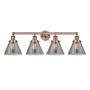 Innovations Lighting Cone 4 Light 34" Wide Vanity Light Antique Copper / Plated Smoke / Multi-Colored