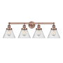 Innovations Lighting Cone 4 Light 34" Wide Vanity Light Antique Copper / Seedy / Multi-Colored