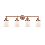 Innovations Lighting Bell 4 Light 34" Wide Vanity Light Antique Copper / Matte White / Multi-Colored