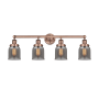 Innovations Lighting Bell 4 Light 34" Wide Vanity Light Antique Copper / Plated Smoke / Multi-Colored