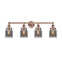 Innovations Lighting Bell 4 Light 34" Wide Vanity Light Antique Copper / Plated Smoke / Multi-Colored
