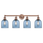 Innovations Lighting Bella 4 Light 33" Wide Vanity Light Antique Copper / Princess Blue