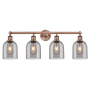 Innovations Lighting Bella 4 Light 33" Wide Vanity Light Antique Copper / Light Smoke