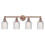 Innovations Lighting Bridal Veil 4 Light 32" Wide Vanity Light Antique Copper / Clear
