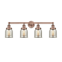 Innovations Lighting Bell 4 Light 34" Wide Vanity Light Copper / Silver Plated Mercury / Multi-Colored