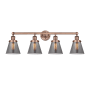 Innovations Lighting Cone 4 Light 34" Wide Vanity Light Antique Copper / Plated Smoke