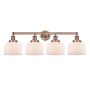 Innovations Lighting Bell 4 Light 34" Wide Vanity Light Antique Copper / Matte White