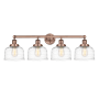 Innovations Lighting Bell 4 Light 34" Wide Vanity Light Antique Copper / Clear Deco Swirl