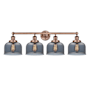 Innovations Lighting Bell 4 Light 34" Wide Vanity Light Antique Copper / Plated Smoke