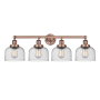 Innovations Lighting Bell 4 Light 34" Wide Vanity Light Antique Copper / Seedy