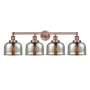 Innovations Lighting Bell 4 Light 34" Wide Vanity Light Antique Copper / Silver Plated Mercury