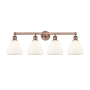 Innovations Lighting Bristol Glass 4 Light 35" Wide Vanity Light Antique Copper / Matte White