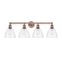 Innovations Lighting Bristol Glass 4 Light 35" Wide Vanity Light Antique Copper / Clear
