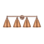Innovations Lighting Ballston Cone 4 Light 35" Wide Vanity Light Antique Copper