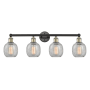 Innovations Lighting Belfast 4 Light 33" Wide Vanity Light Black Antique Brass / Clear Crackle