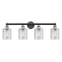 Innovations Lighting Cobbleskill 4 Light 32" Wide Vanity Light Black Antique Brass / Clear