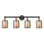 Innovations Lighting Cobbleskill 4 Light 32" Wide Vanity Light Black Antique Brass / Mercury