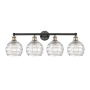 Innovations Lighting Athens 4 Light 35" Wide Vanity Light Black Antique Brass / Clear Deco Swirl