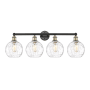 Innovations Lighting Athens 4 Light 35" Wide Vanity Light Black Antique Brass / Clear Water Glass