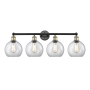 Innovations Lighting Athens 4 Light 35" Wide Vanity Light Black Antique Brass / Clear