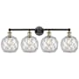 Innovations Lighting Farmhouse Rope 4 Light 35" Wide Vanity Light Black Antique Brass / Clear Glass with White Rope