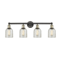 Innovations Lighting Caledonia 4 Light 32" Wide Vanity Light Black Antique Brass / Mica