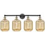 Innovations Lighting Preston 4 Light 34" Wide Vanity Light Black Antique Brass / Mercury