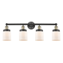 Innovations Lighting Bell 4 Light 34" Wide Vanity Light Black Antique Brass / Matte White