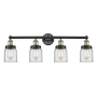 Innovations Lighting Bell 4 Light 34" Wide Vanity Light Black Antique Brass / Clear