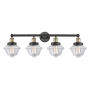 Innovations Lighting Oxford 4 Light 34" Wide Vanity Light Black Antique Brass / Clear