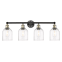 Innovations Lighting Bella 4 Light 33" Wide Vanity Light Black Antique Brass / Clear