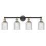 Innovations Lighting Bridal Veil 4 Light 32" Wide Vanity Light Black Antique Brass / Clear
