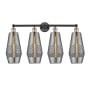 Innovations Lighting Windham 4 Light 34" Wide Vanity Light Black Antique Brass / Smoked