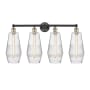Innovations Lighting Windham 4 Light 34" Wide Vanity Light Black Antique Brass / Seedy