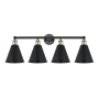Innovations Lighting Ballston Cone 4 Light 35" Wide Vanity Light Black Antique Brass / Matte Black