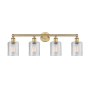 Innovations Lighting Cobbleskill 4 Light 32" Wide Vanity Light Brushed Brass / Clear