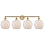 Innovations Lighting Farmhouse Rope 4 Light 35" Wide Vanity Light Brushed Brass / White Glass with White Rope