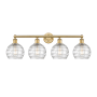Innovations Lighting Athens 4 Light 35" Wide Vanity Light Brushed Brass / Clear Deco Swirl