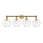 Innovations Lighting Athens 4 Light 35" Wide Vanity Light Brushed Brass / Clear Water Glass