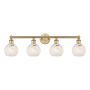 Innovations Lighting White Mouchette 4 Light 33" Wide Vanity Light Brushed Brass