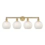 Innovations Lighting White Mouchette 4 Light 35" Wide Vanity Light Brushed Brass