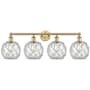 Innovations Lighting Farmhouse Rope 4 Light 35" Wide Vanity Light Brushed Brass / Clear Glass with White Rope