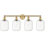 Innovations Lighting Preston 4 Light 34" Wide Vanity Light Brushed Brass / Clear