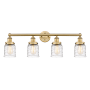 Innovations Lighting Bell 4 Light 34" Wide Vanity Light Brushed Brass / Clear Deco Swirl