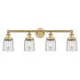 Innovations Lighting Bell 4 Light 34" Wide Vanity Light Brushed Brass / Clear